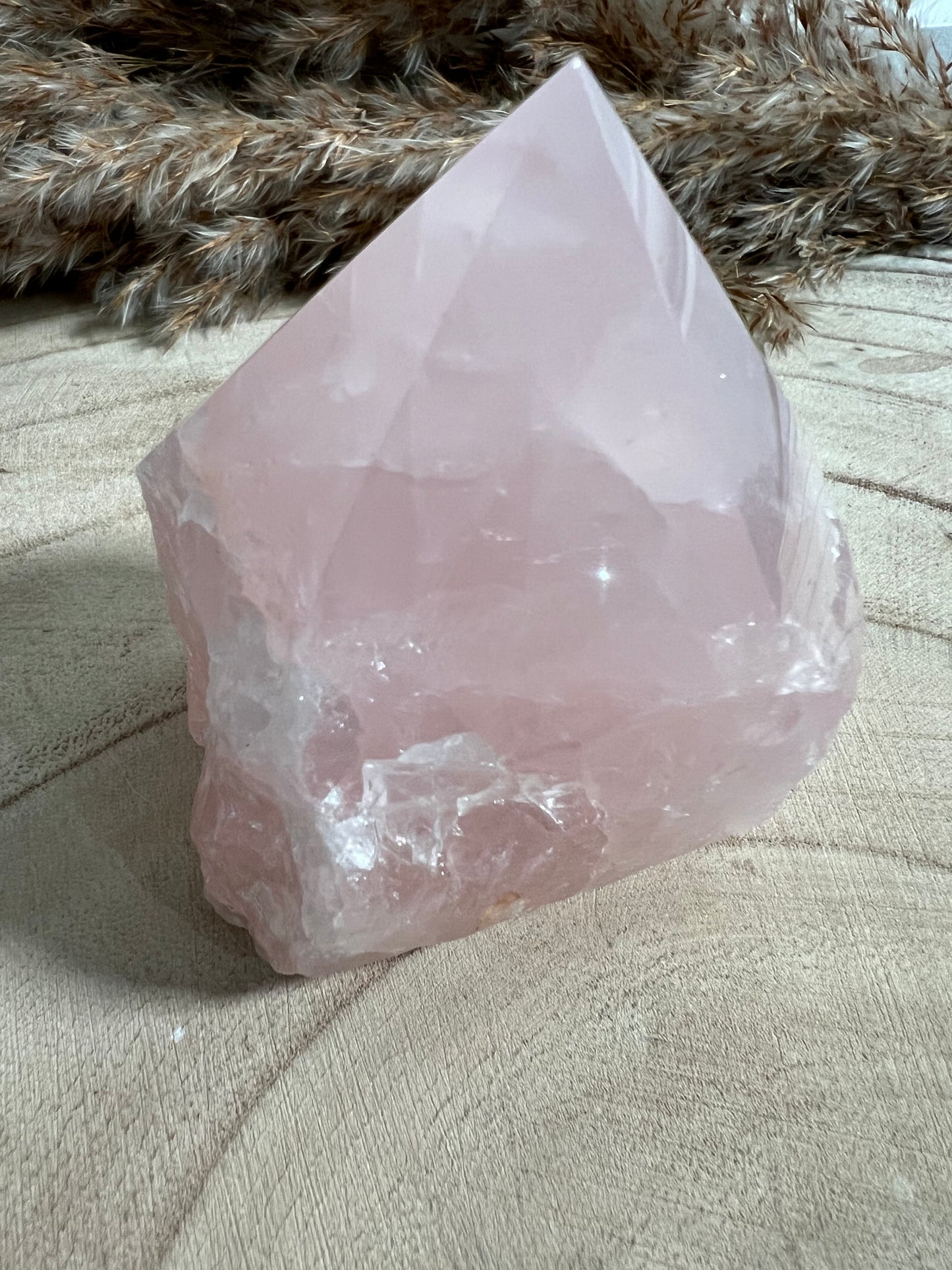 Rose Quartz Half Raw and Half Polished Point