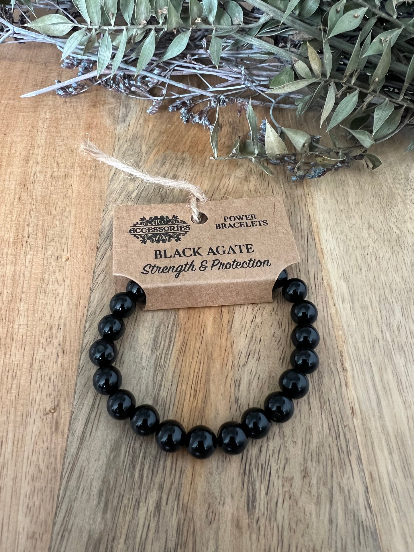 Black Agate Strength and Protection Bracelet