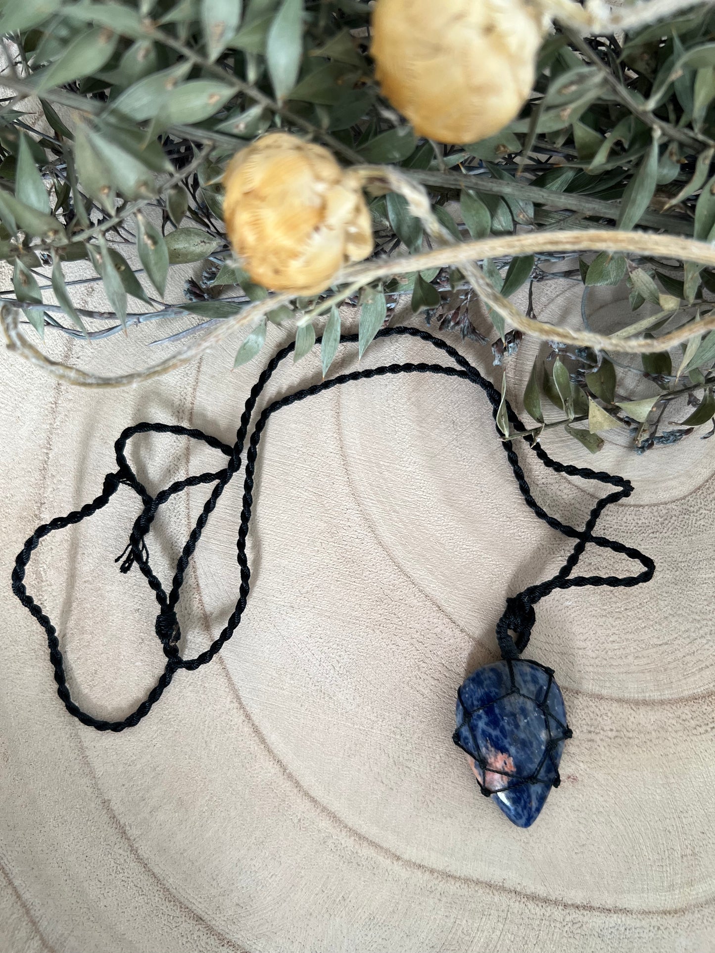 Sodalite Black Laced Necklace