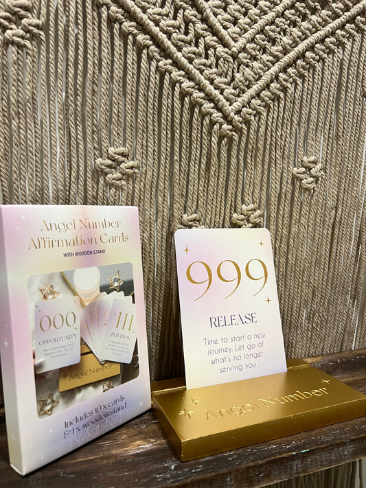 Angel Number Affirmation Cards with Wooden Stand