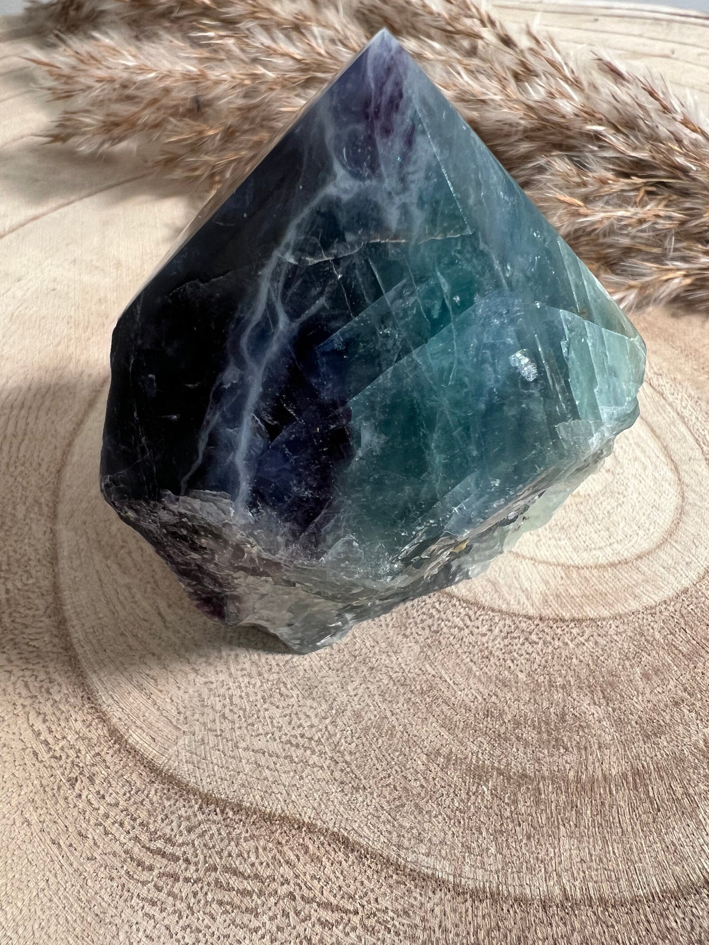 Fluorite Half Raw and Half Polished Point