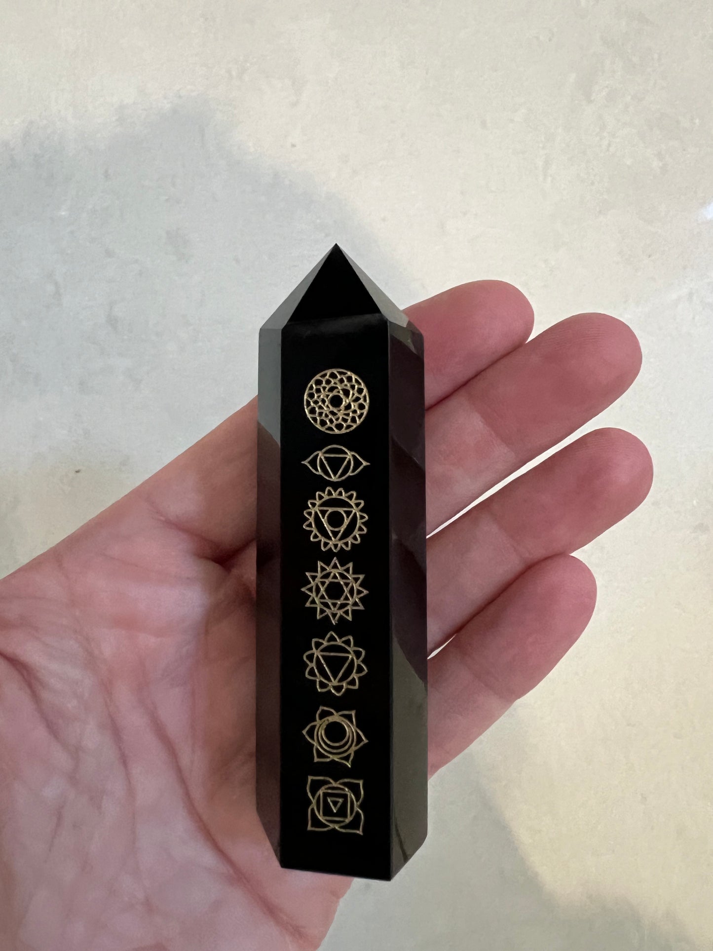 Black Obsidian Chakra Tower