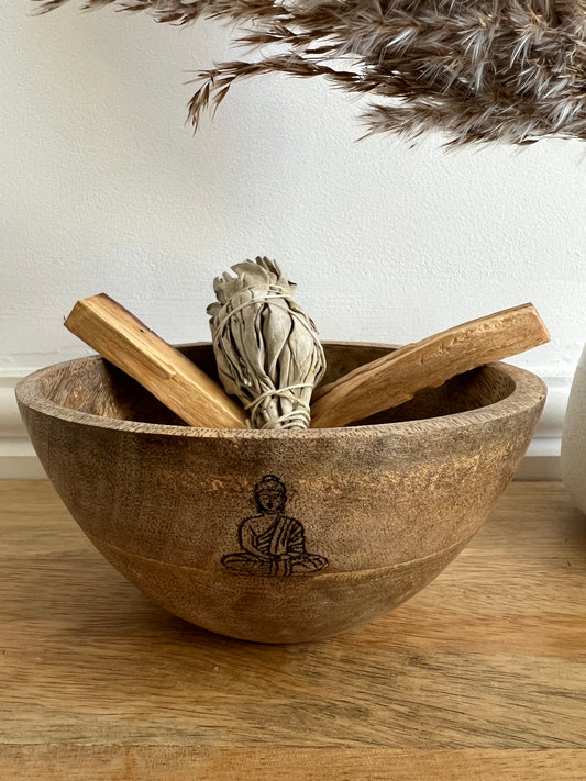 Wooden Smudge Bowl (Sitting Buddha)